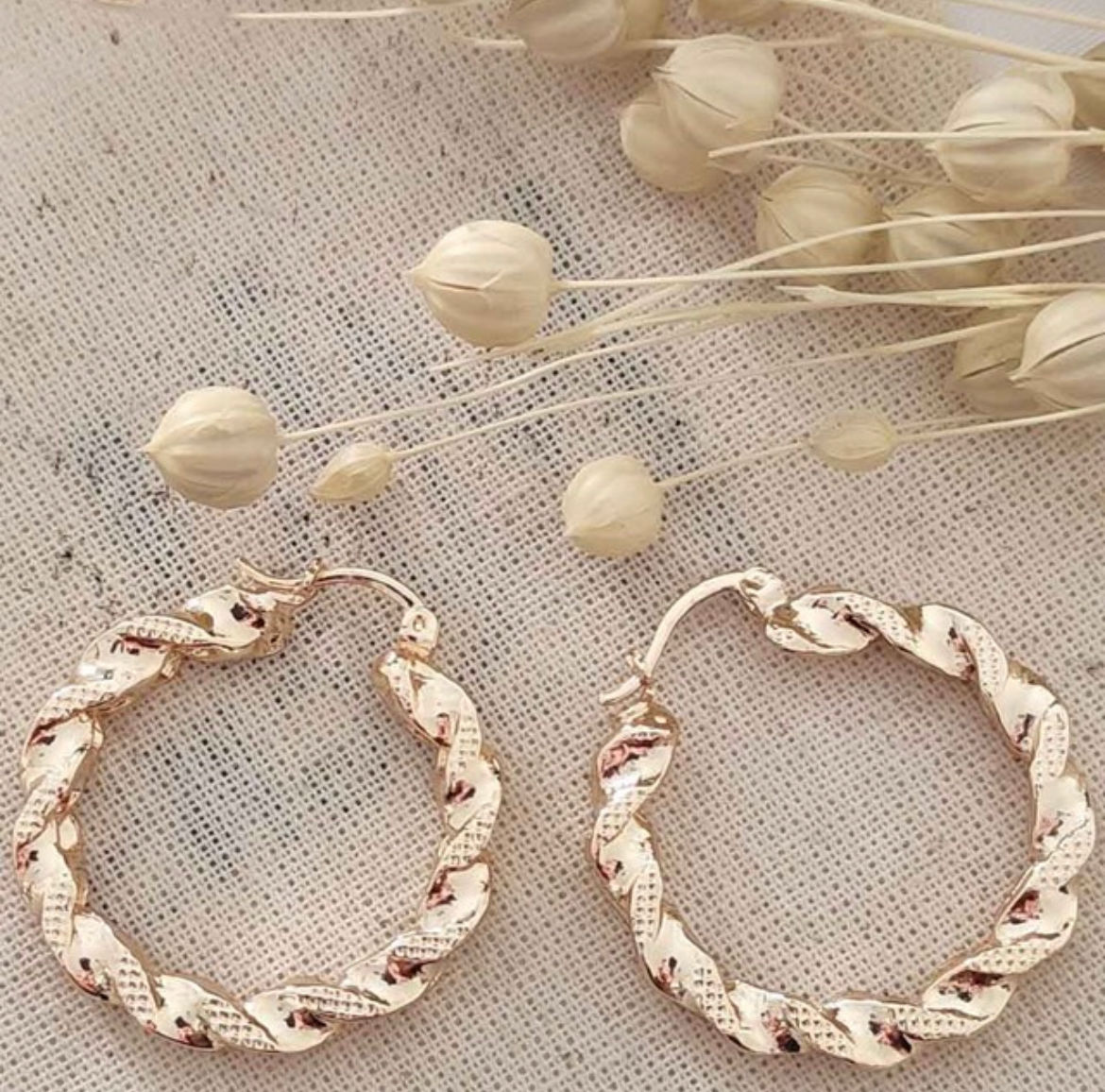 Créoles torsadées  laiton doré à l’or fin 