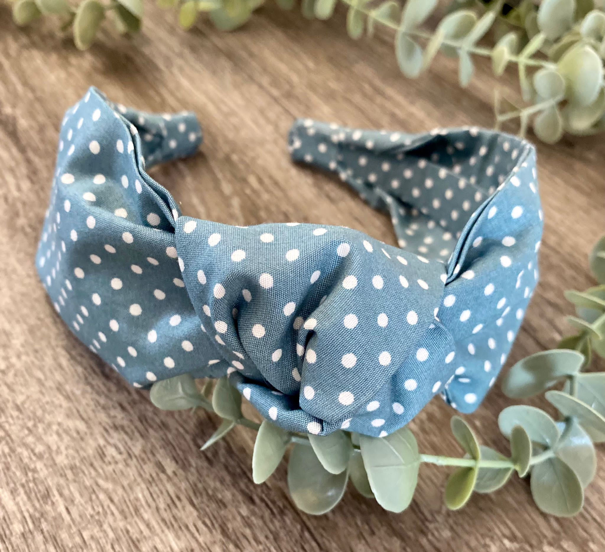 Sky Blue Dainty Dot Top Knot Headband