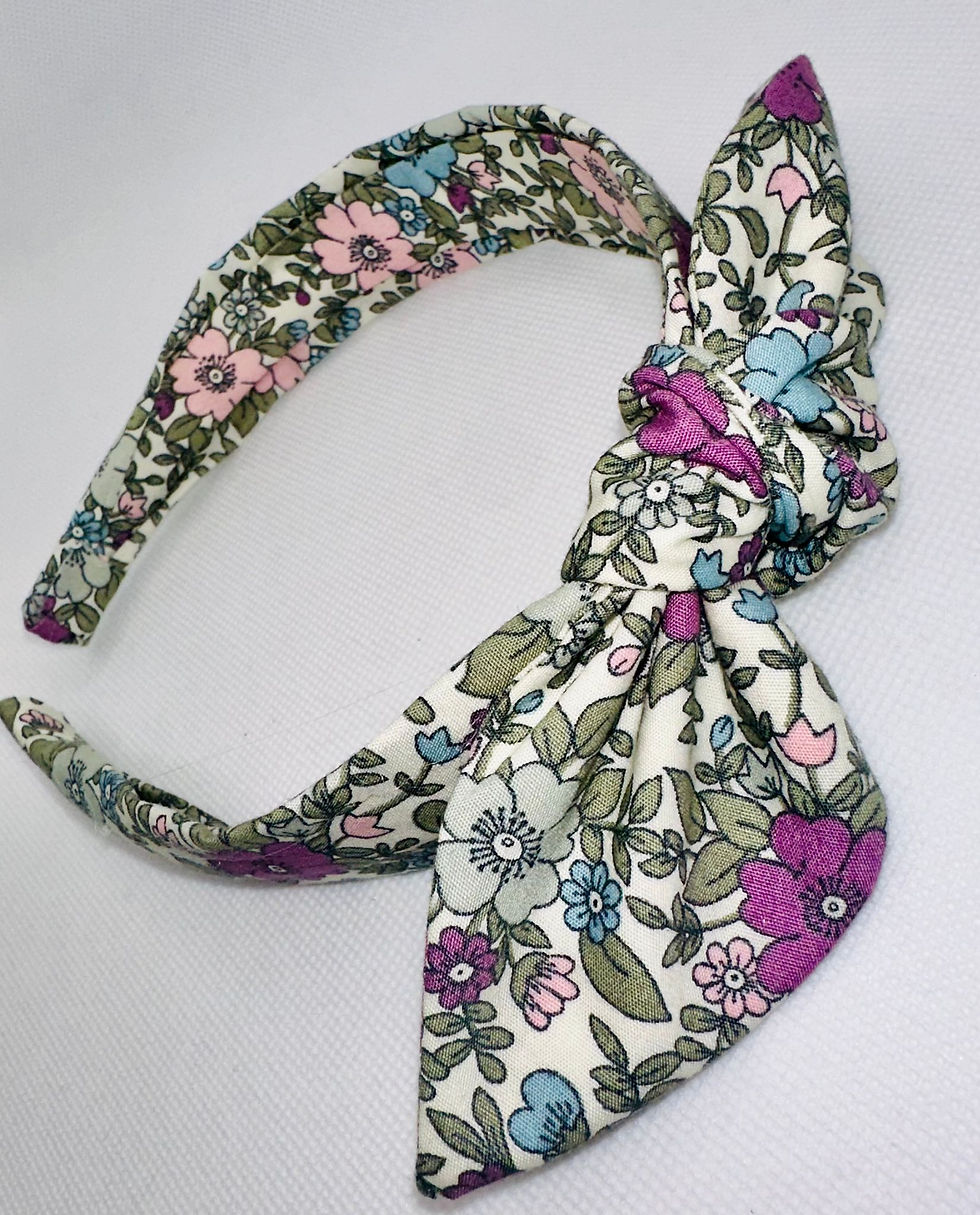 Thumbnail: Sage and Lilac Floral Knot Bow Headband