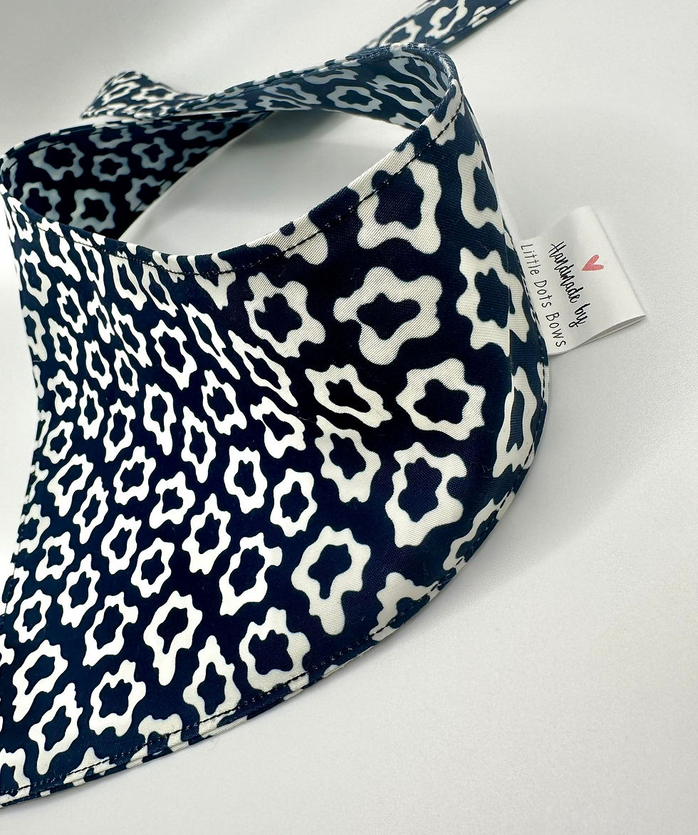 Thumbnail: Navy & White Patterned Dog Bandana