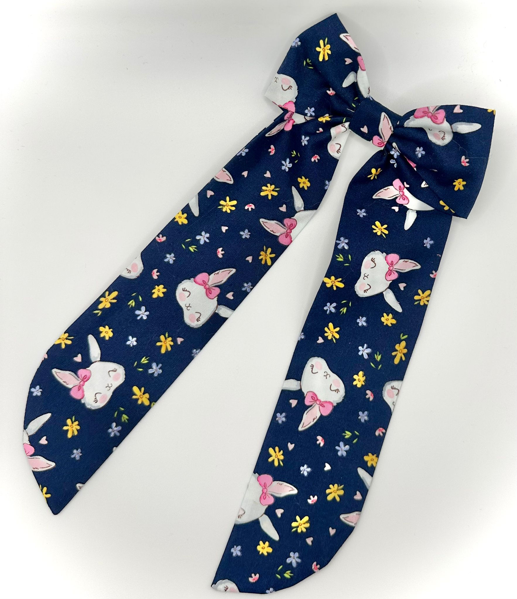 Navy Bunny Long Tailed Bow