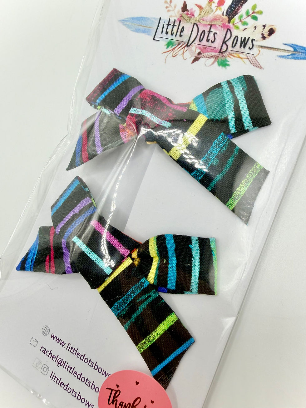 Thumbnail: Funky Rainbow Stripe Bow Clips 