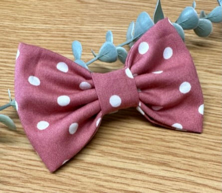 Thumbnail: Dusky Pink Polka Dog Collar Bows