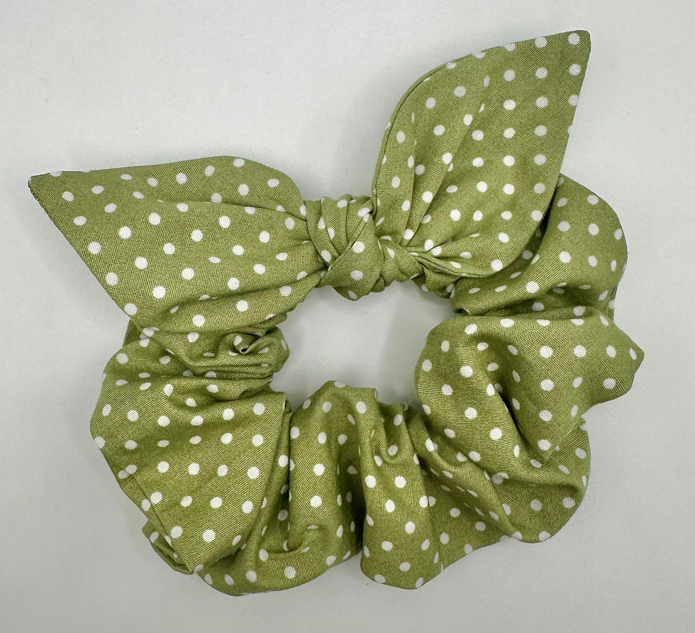 Sage Green Dainty Dot Knot Bow Scrunchie