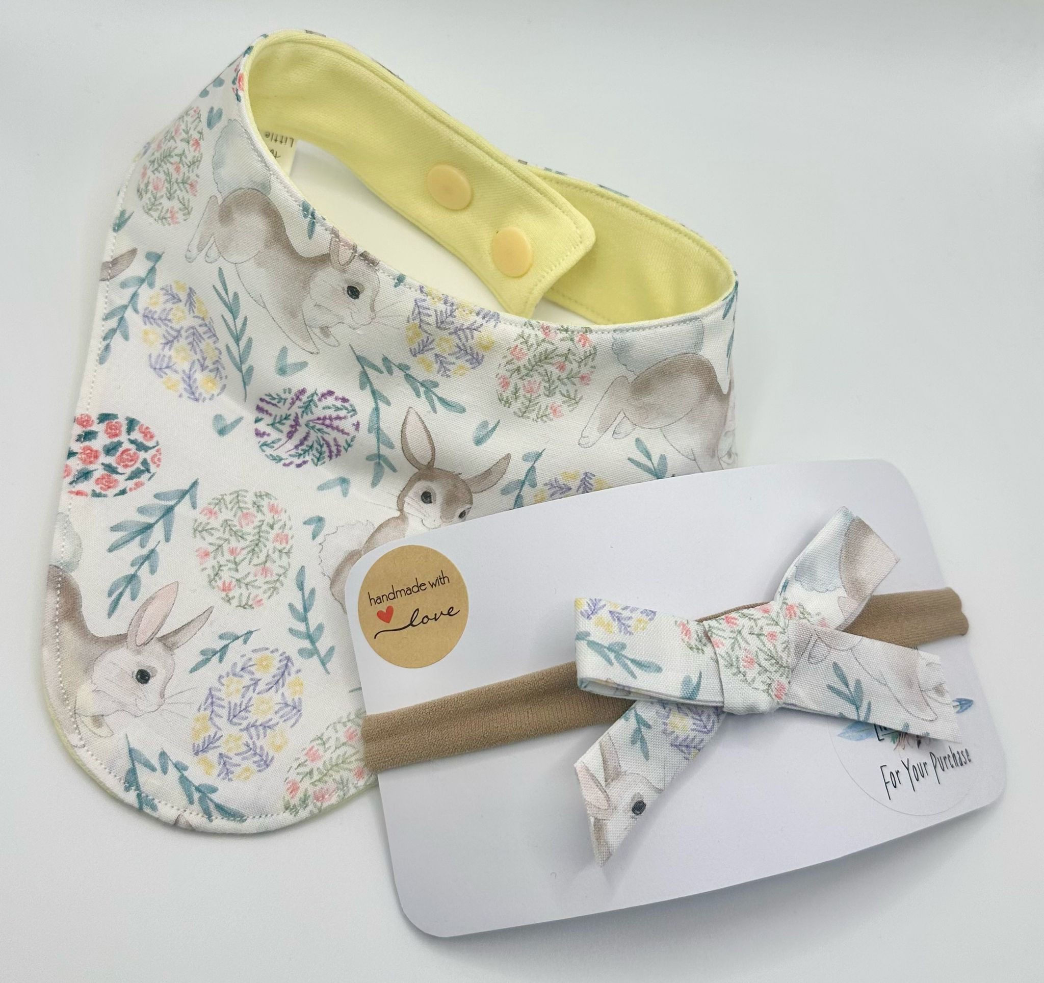 Easter Rabbits Bib and Bow Set