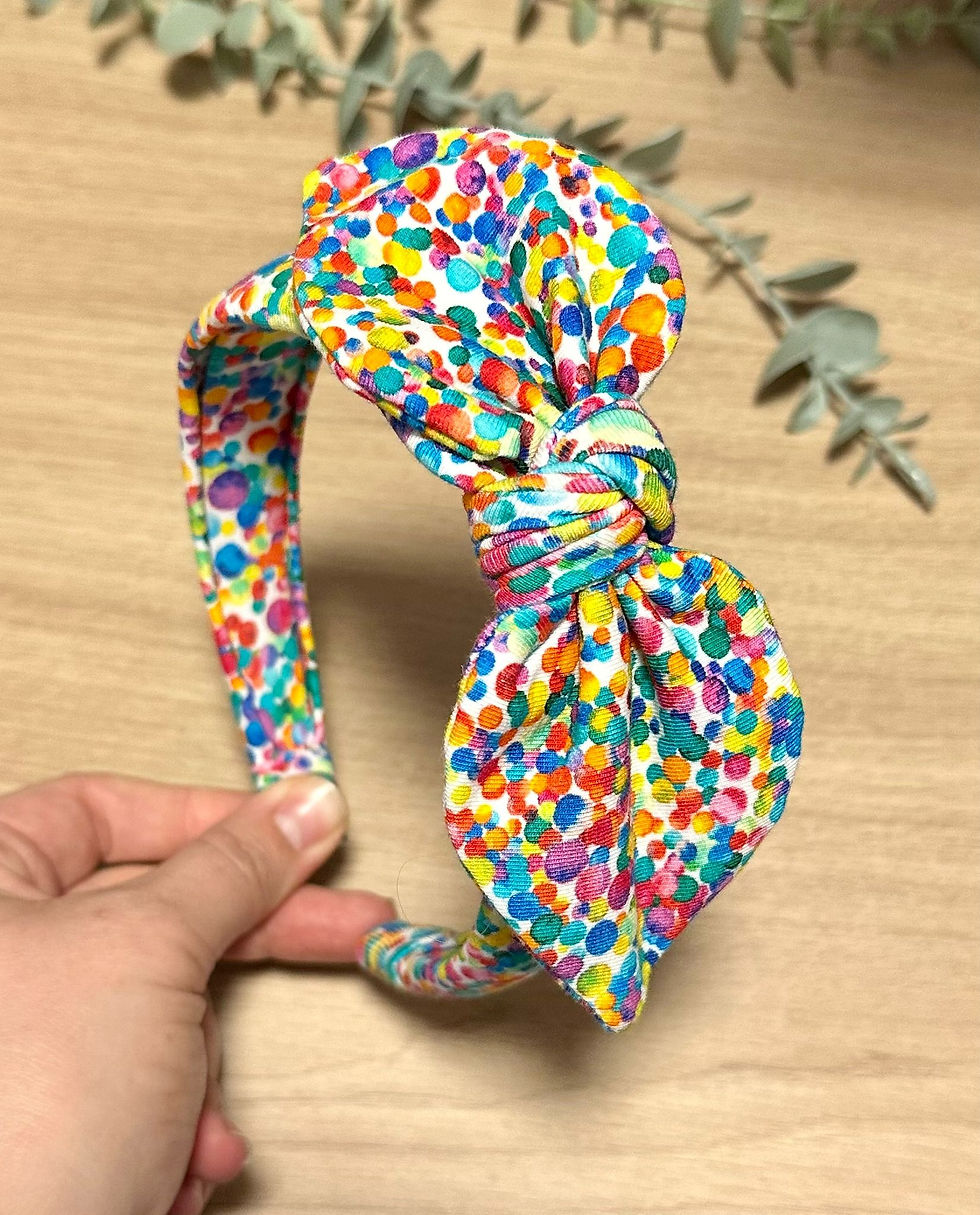 Thumbnail: Rainbow Spot Knot Bow Headband