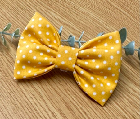 Thumbnail: Sunflower Yellow Dainty Dot Dog Collar Bows