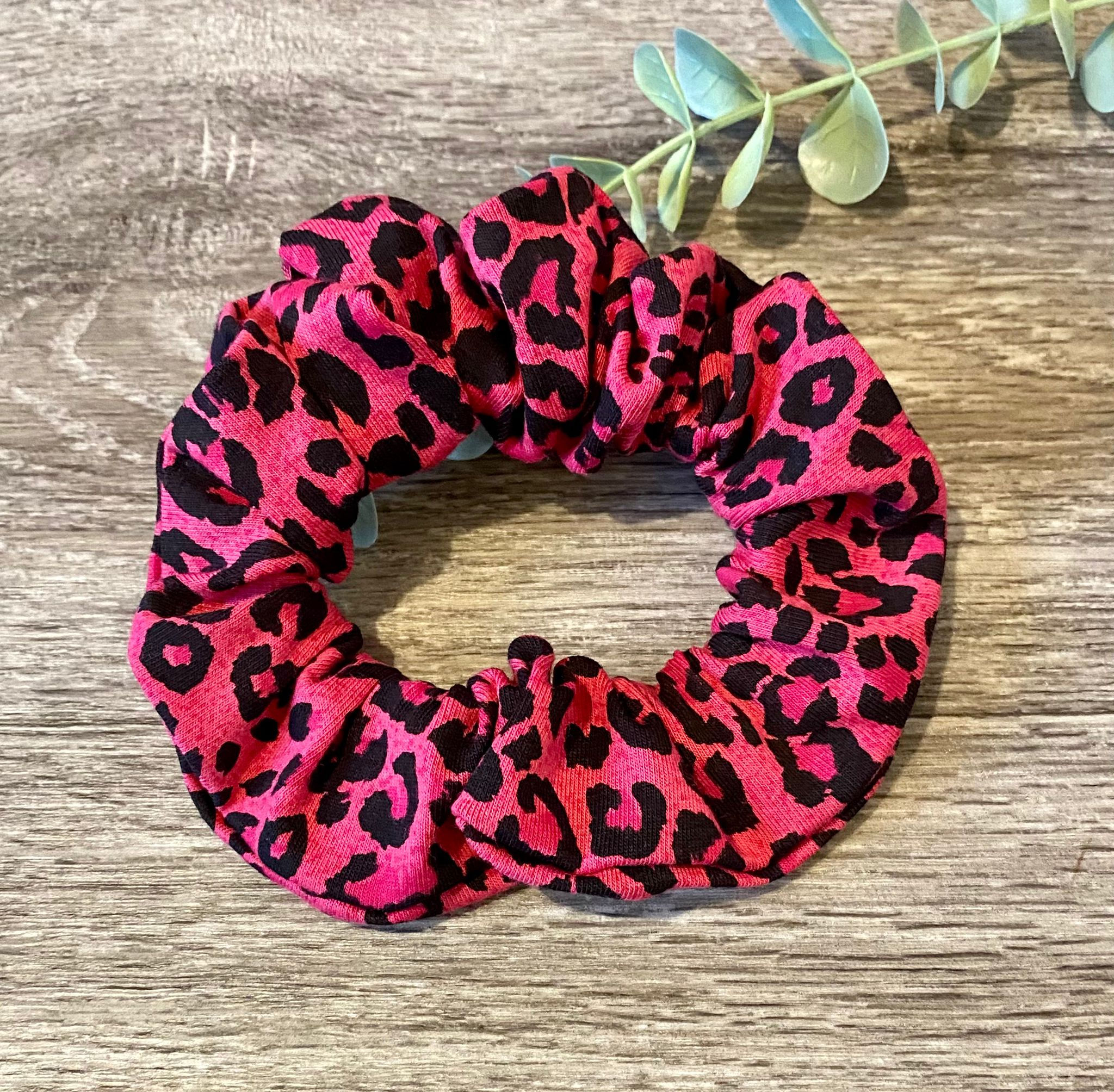 Pink Leopard Scrunchie