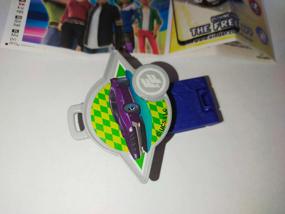 Miniatura: Fialové závodní autíčko na přívěsku s tlačítkem