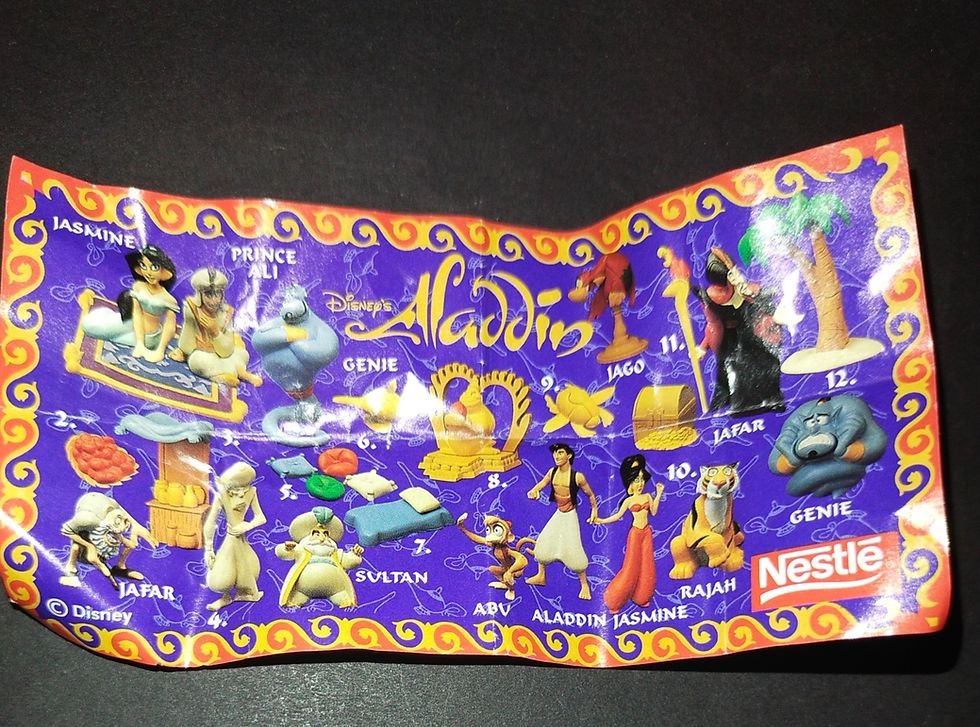 Aladdin figurky Nestlé: Jasmín, Abu, Jafar