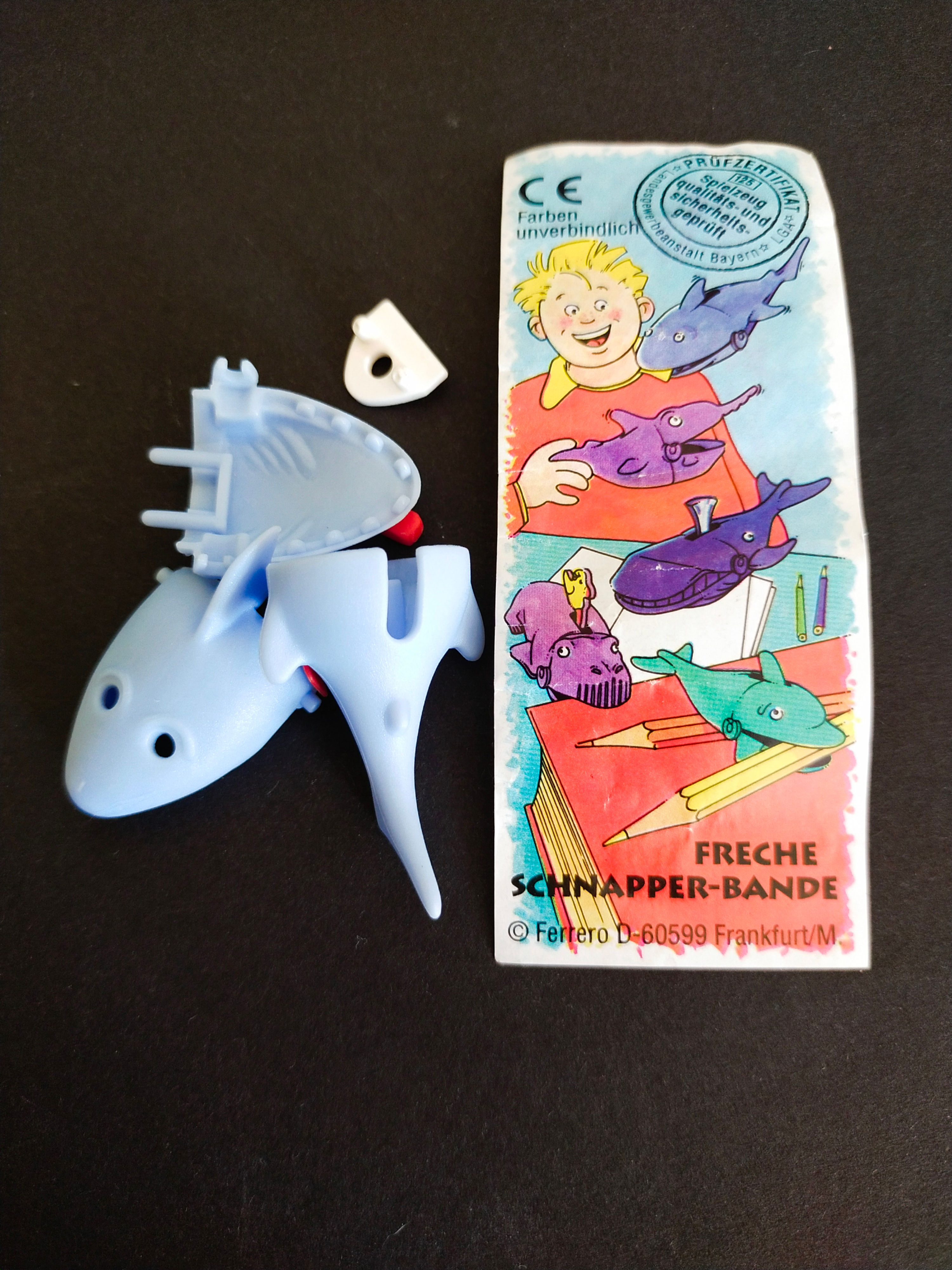 Modrá plastová hračka, "Frische Schnapper-Bande"