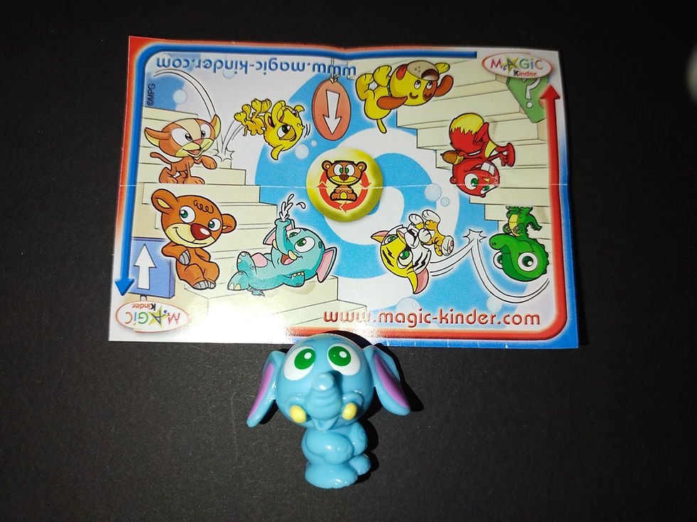 Roztomilá modrá figurka slona s herní kartičkou