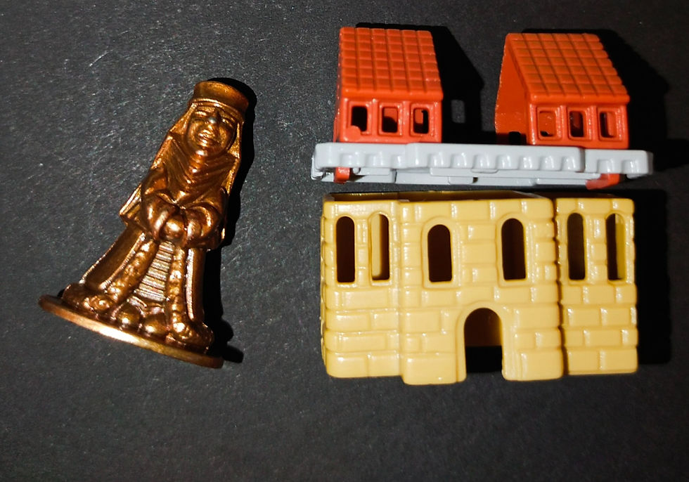 Miniaturní figurka a budovy