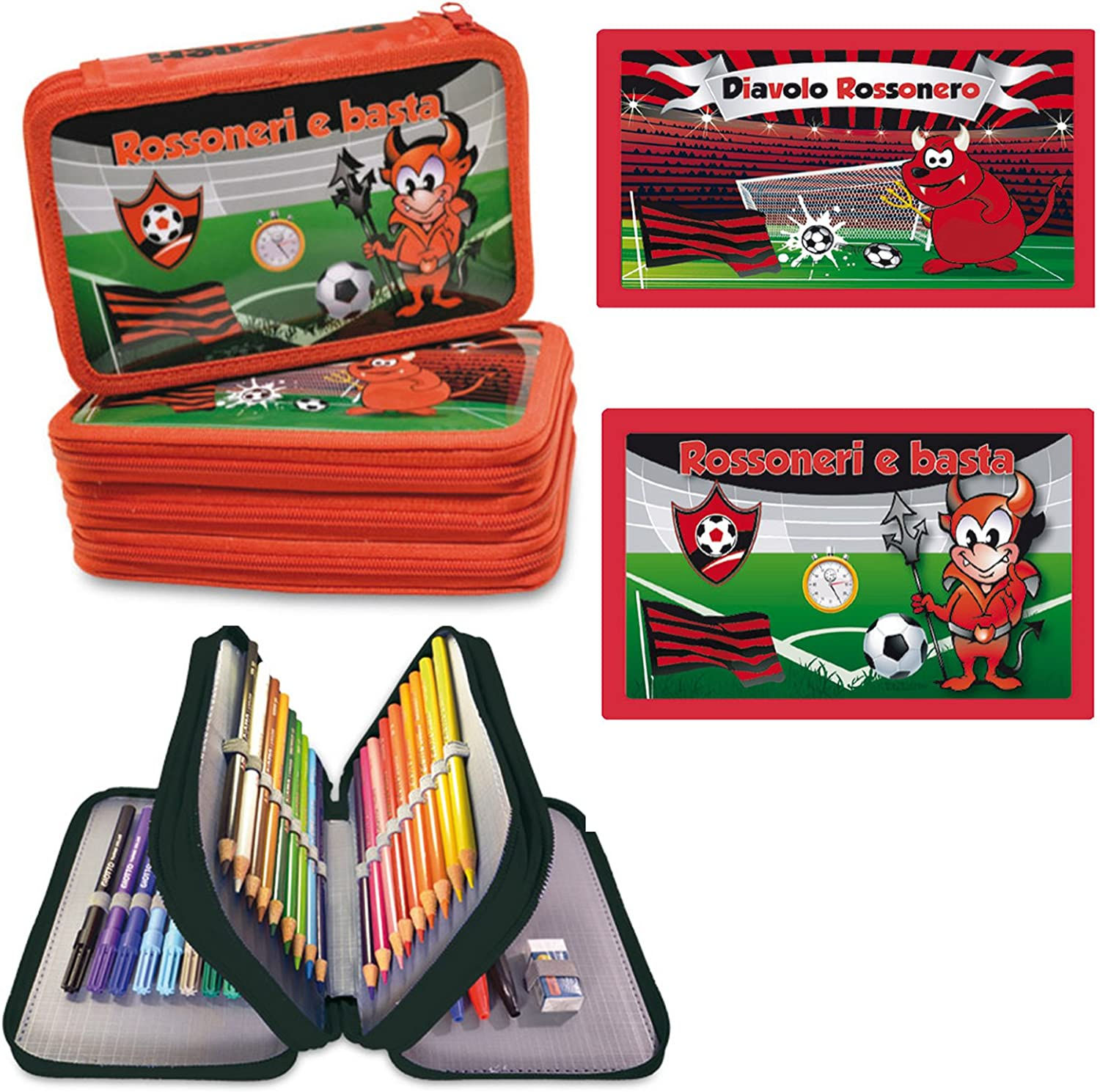 Astuccio scuola completo 3 zip triplo MILAN