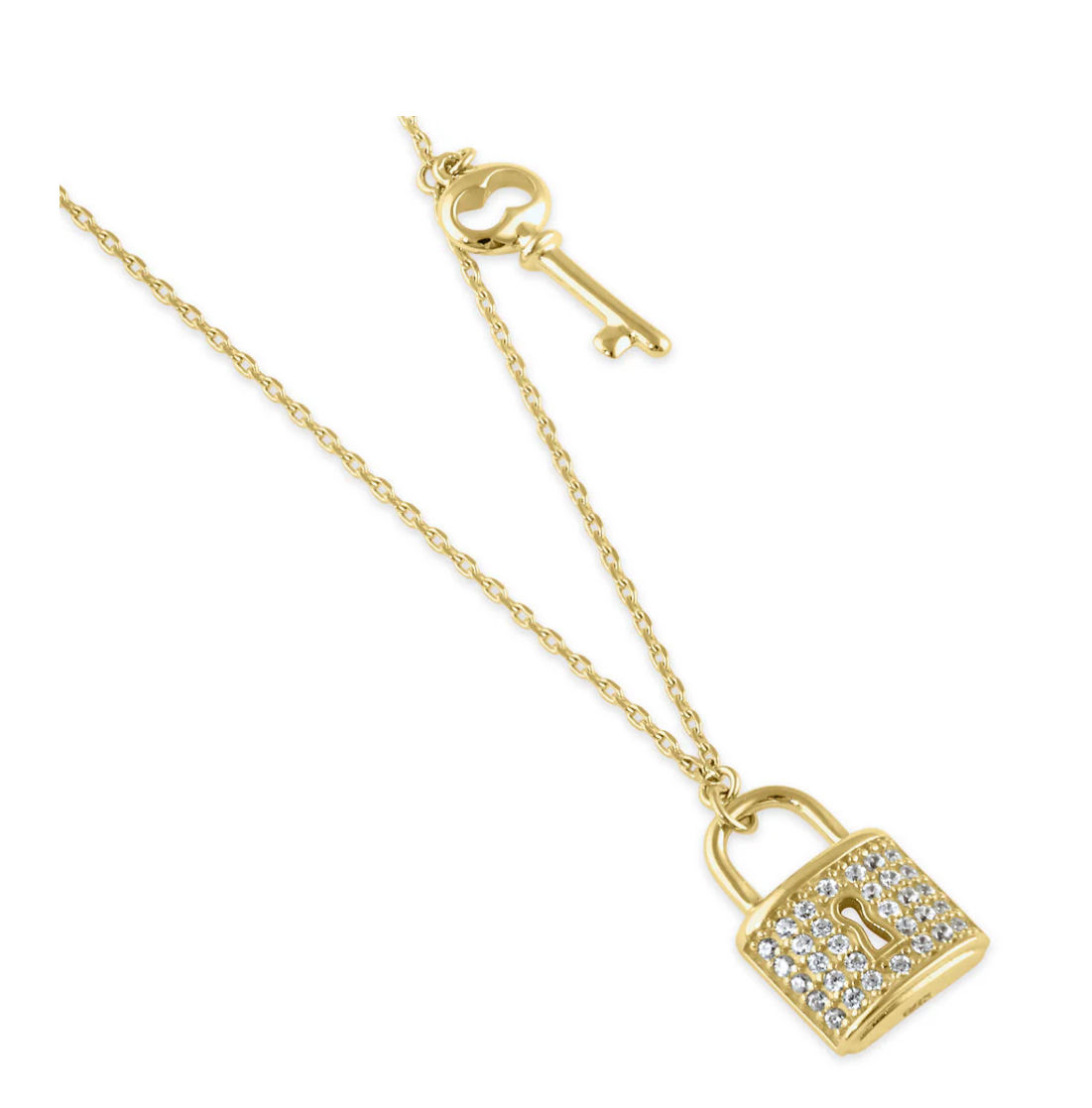 14kt Pavi lock and key