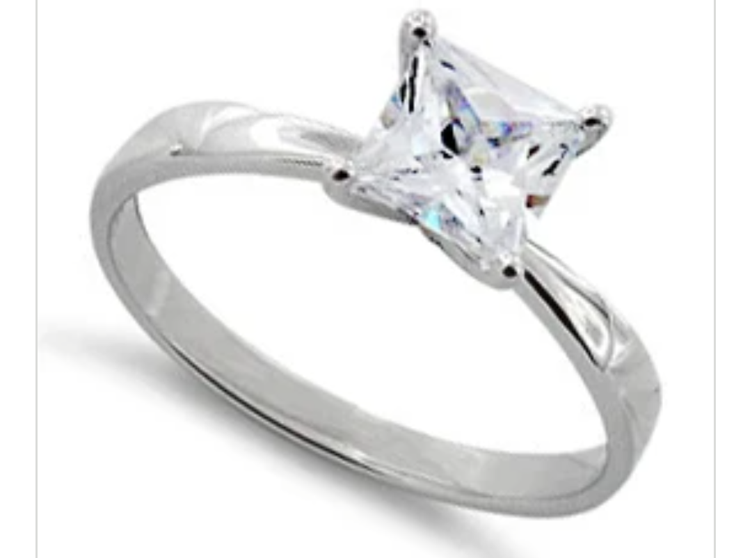Sterling silver princess diamond cut Cz 