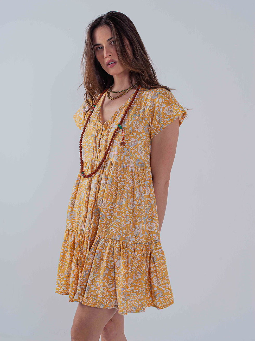 Miniatura: SAHARA SHORT DRESS - MUSTARD GARDEN