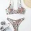 Thumbnail: Fluid Striped Print Bikini Sets, V Neck Ring-Linked High Cut Stretchy Two Pieces