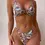 Thumbnail: Fluid Striped Print Bikini Sets, V Neck Ring-Linked High Cut Stretchy Two Pieces