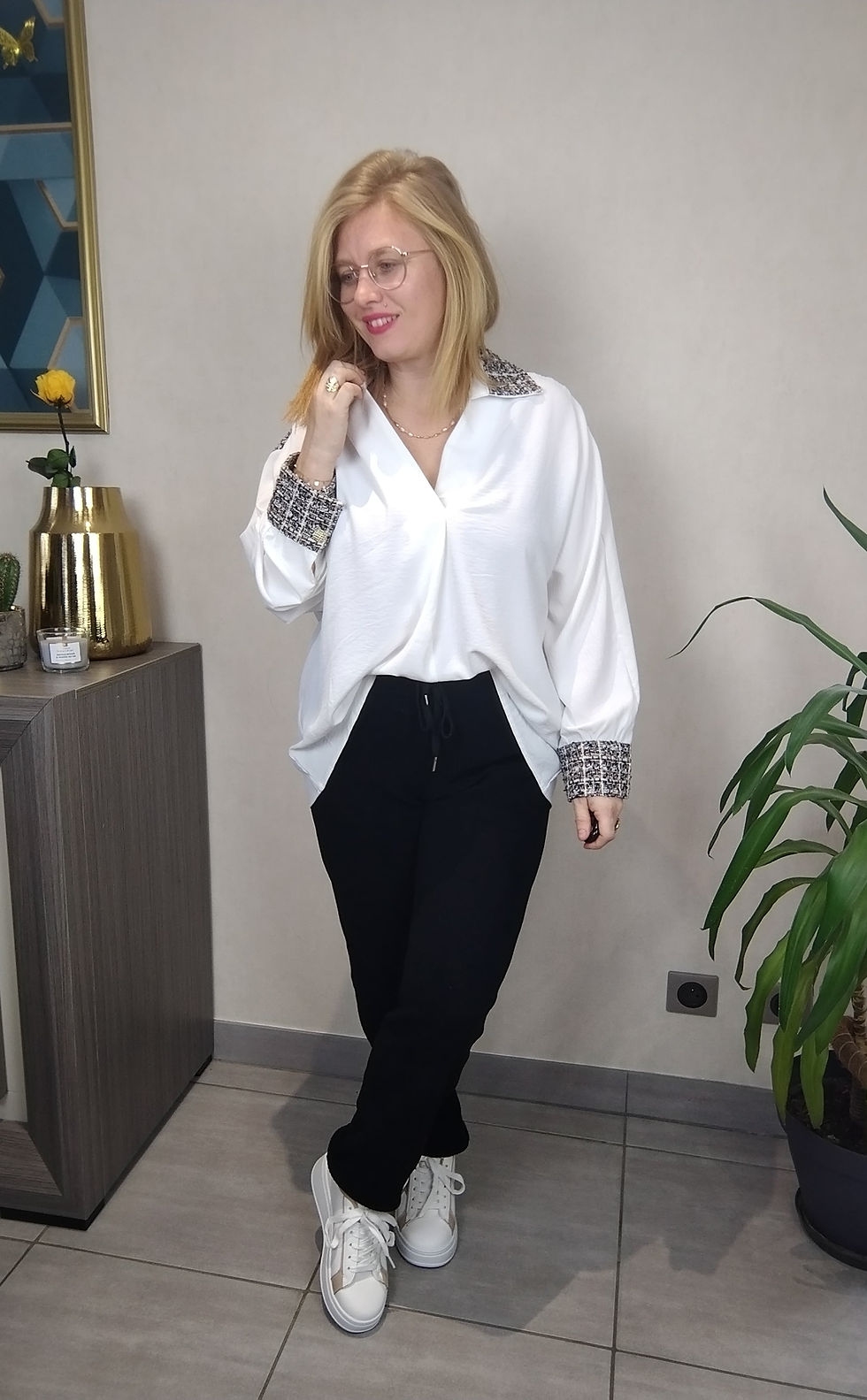 Pantalon droit en velours noir