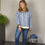 Miniature : Pull marinière oversize, femme, bleu ciel