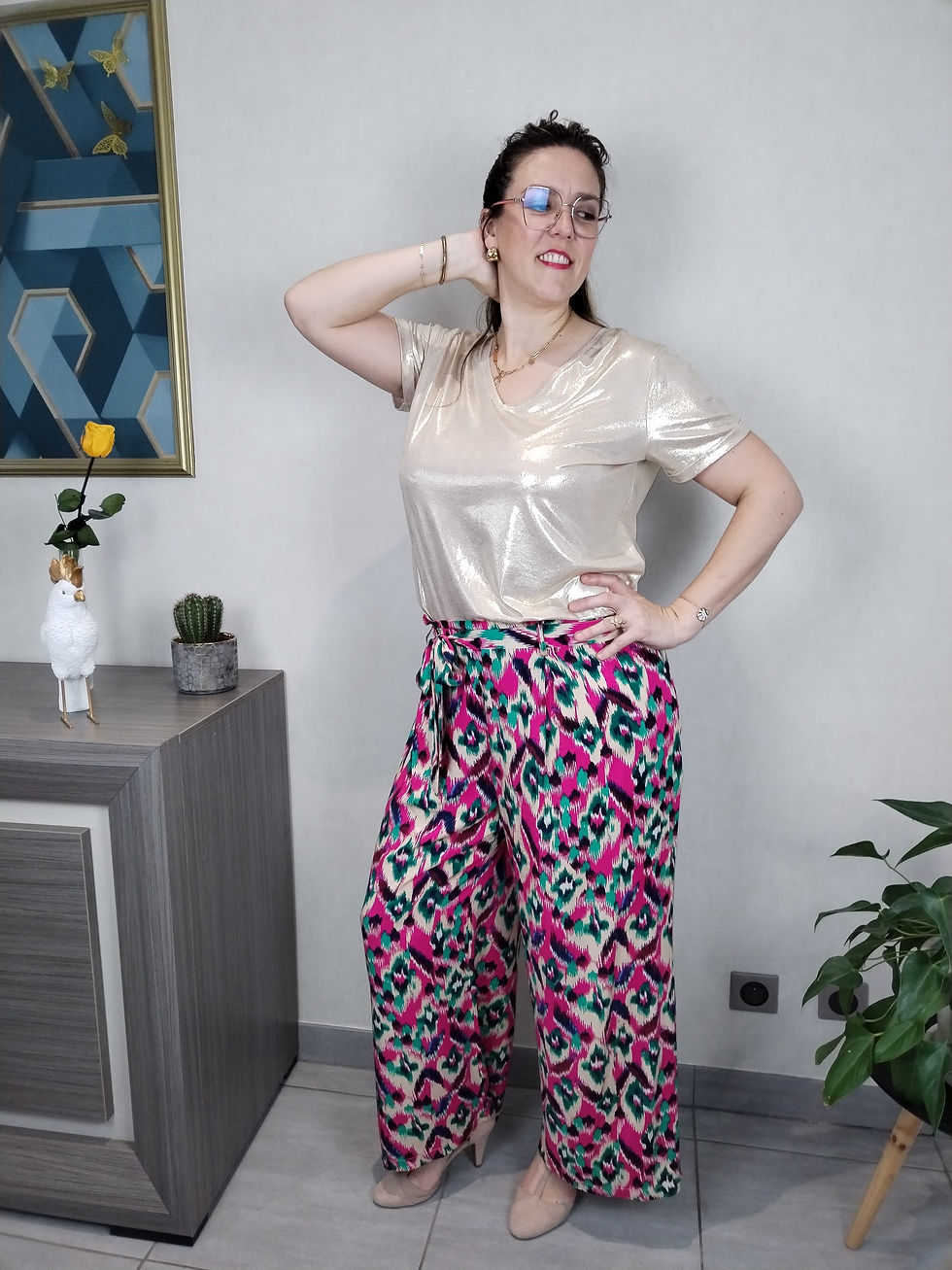 Miniature : Pantalon fluide colorée grande taille femme