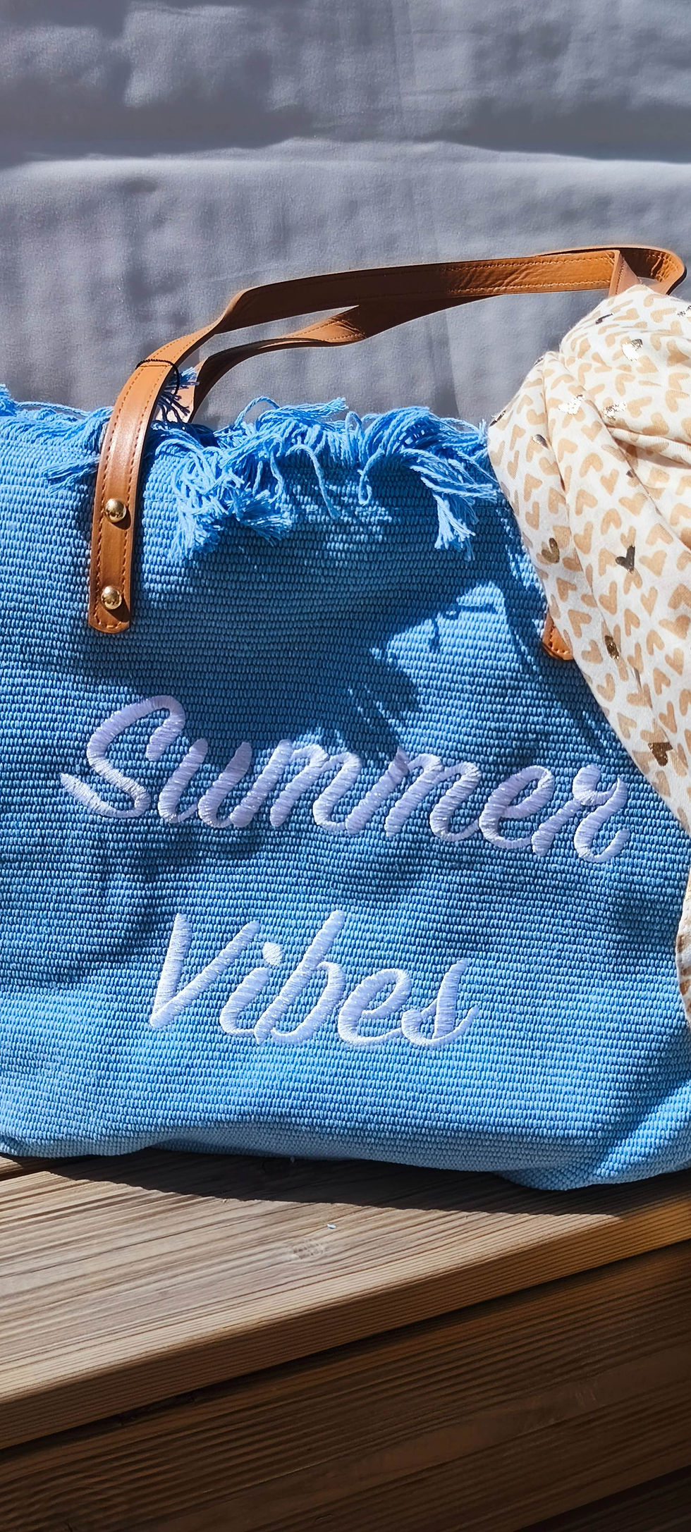 Miniature : Sac cabas de plage tendance avec inscription "Summer vibes"