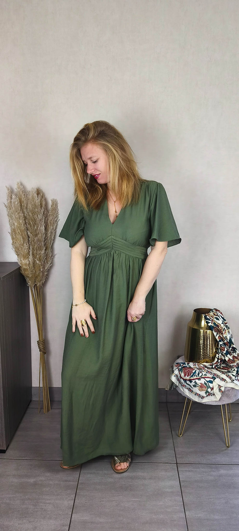Miniature : Robe longue BELINDA kaki – La pièce forte de la collection du 36 au 50 💚