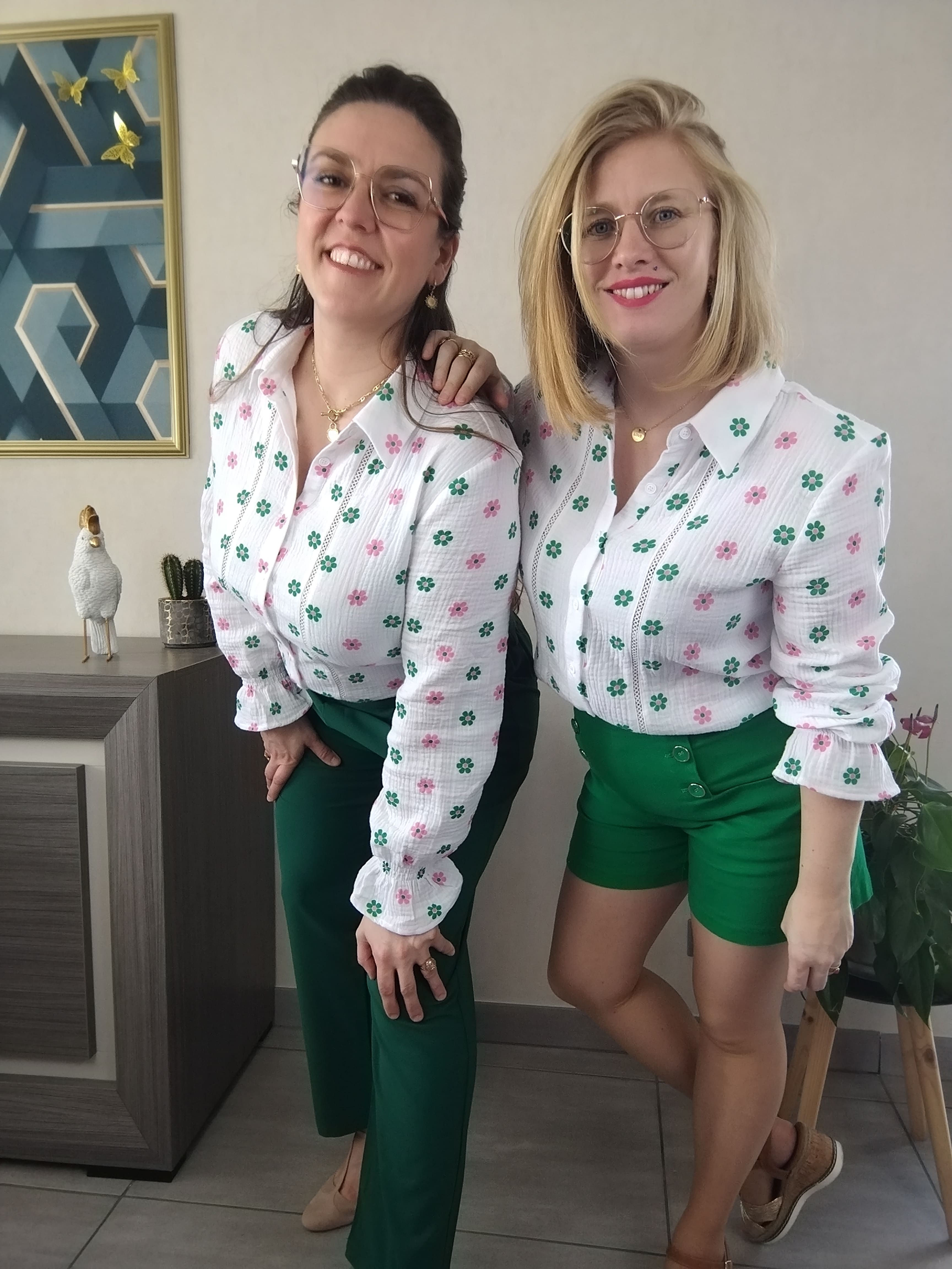 Chemisier en gaze de coton à petites fleurs