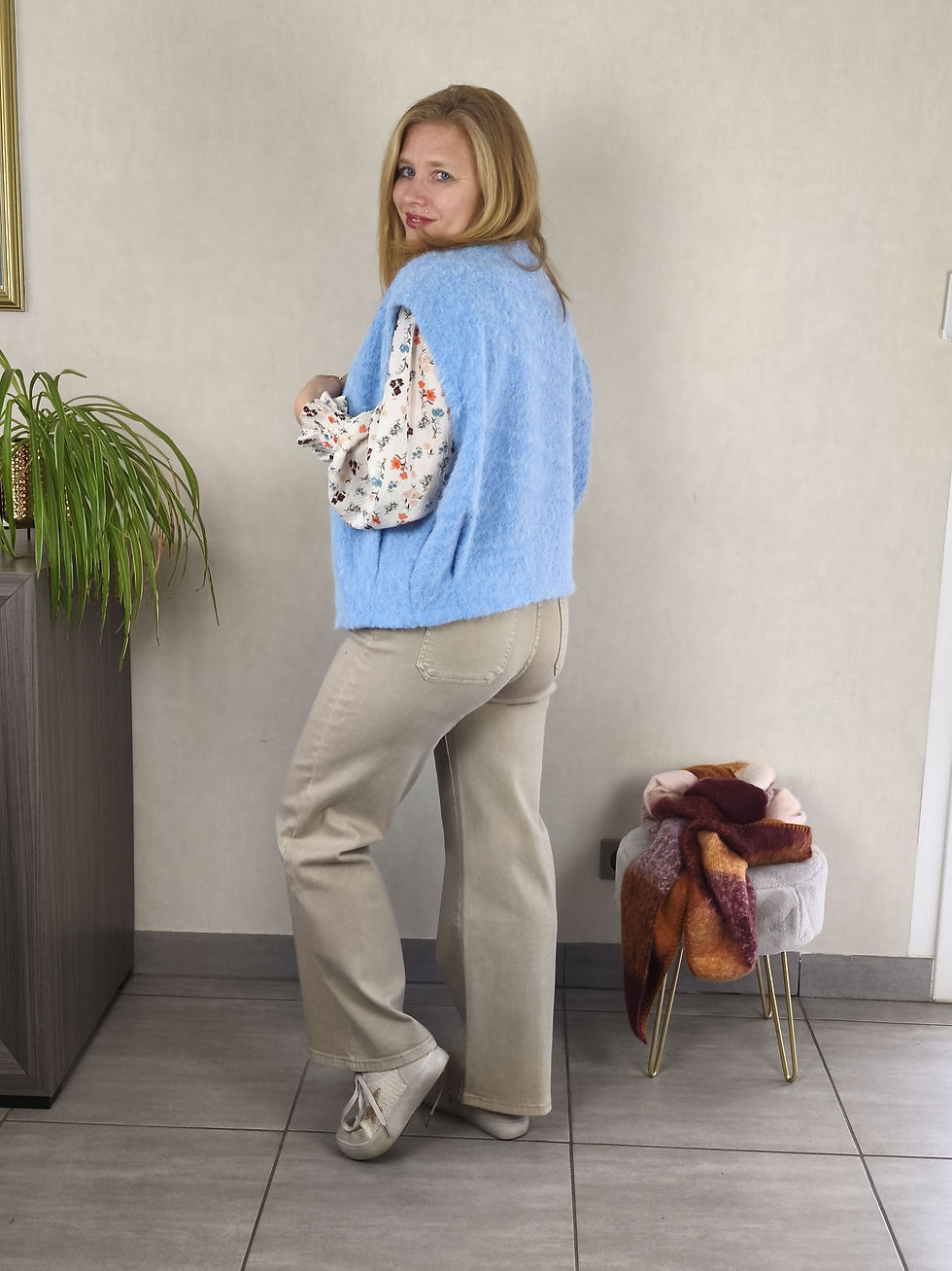Miniature : Jean beige clair, large, femme