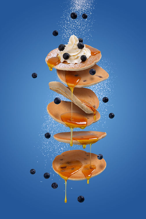 Blueberry pancakes falling