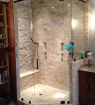 Stone Shower Glass Door His & Hers Duo