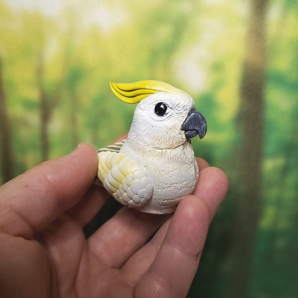 Thumbnail: Mini Gourd Bird #96 -Yellow Crested Cockatoo