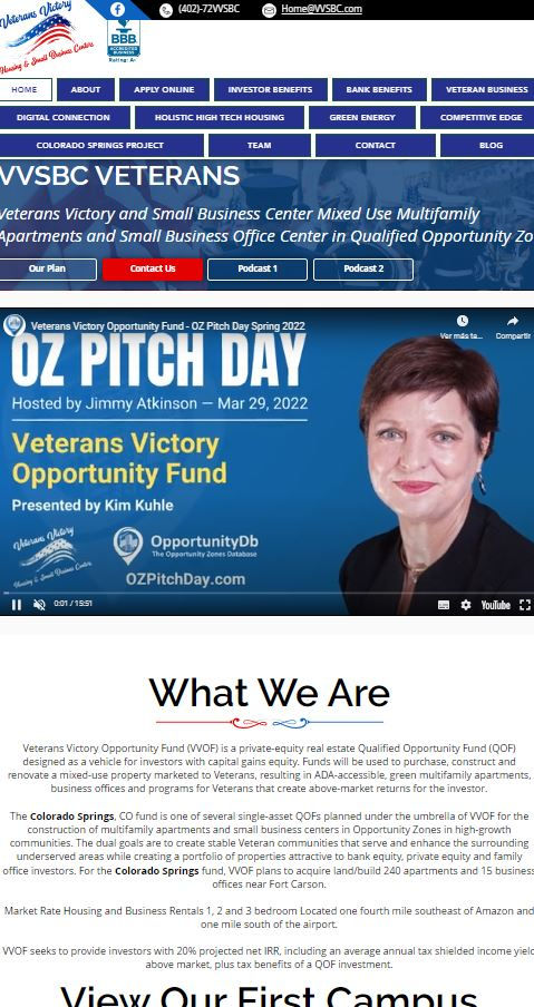 Website Design for Veterans Victory Housing and Small Business Center in Omaha, Nebraska