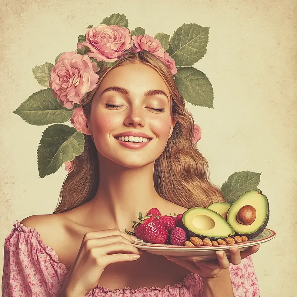 A woman carrying a plate with food