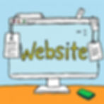 A hand drawn 90s style cartoon of a website with tags hanging off the titles with wobbly l