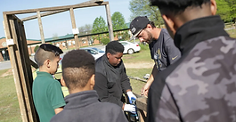 Students in two Coile Middle School art classes are learning a little about design and building this week, with help from University of Georgia students and Chris McDowell