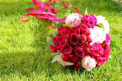 Малиновый букет невесты.