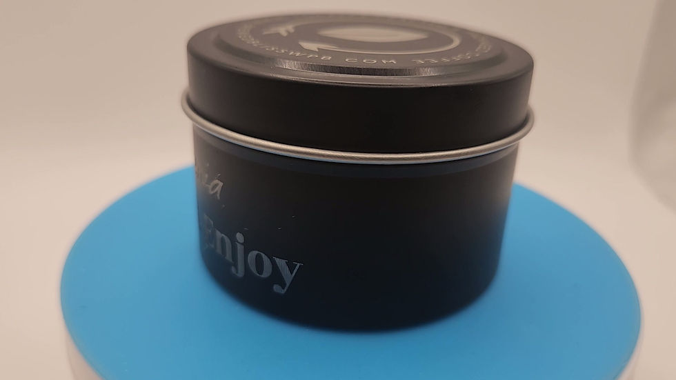 Thumbnail: Black Tin Candle. Custom Engraved