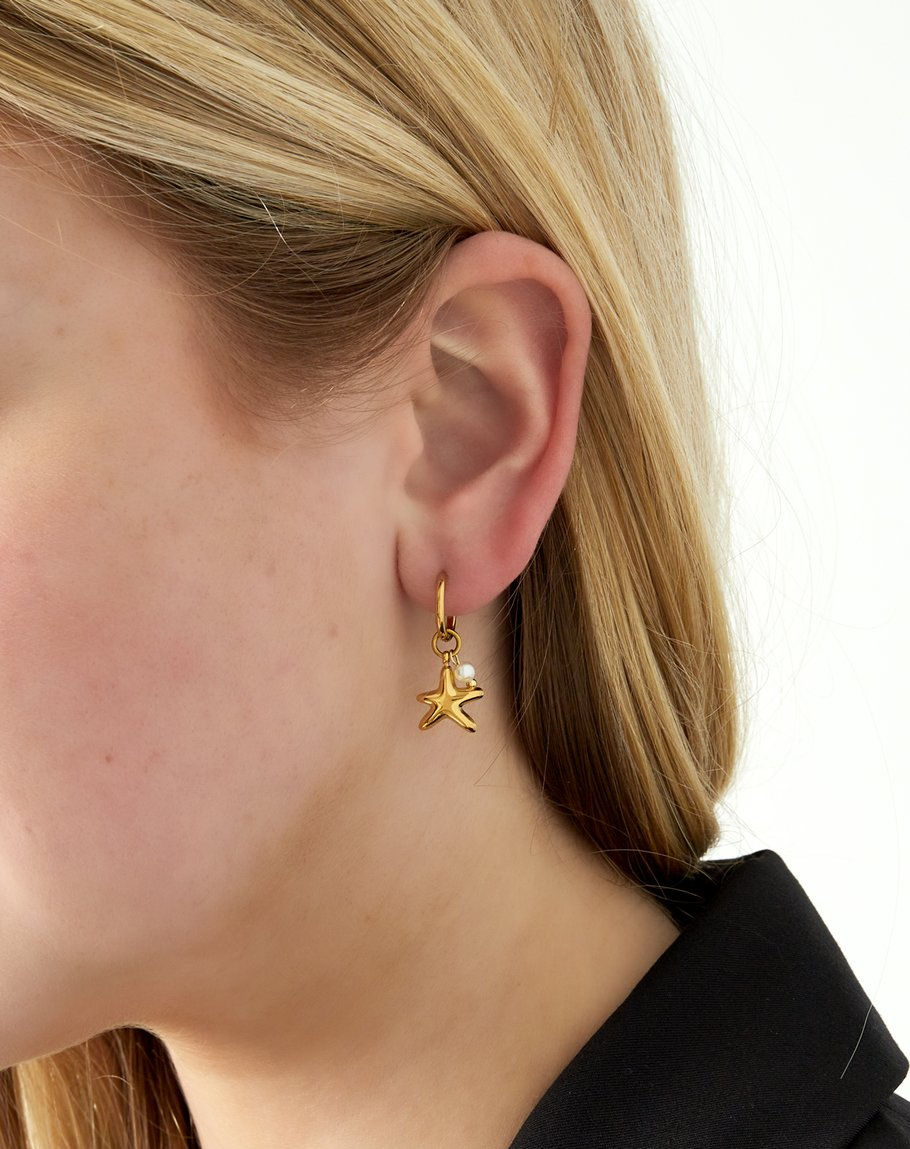 Miniatura: Pendientes estrella de mar y perla