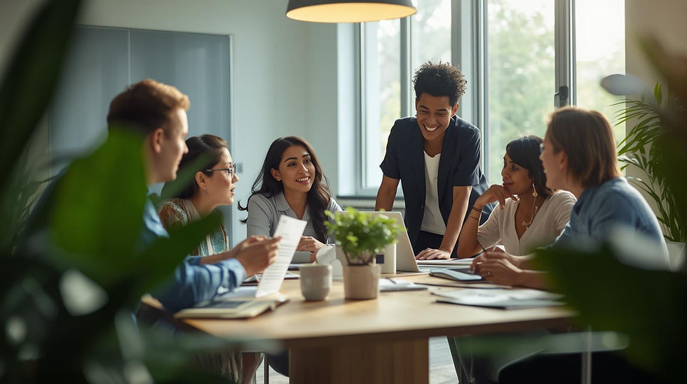 Team brainstorming ideas in a safe and supportive workplace