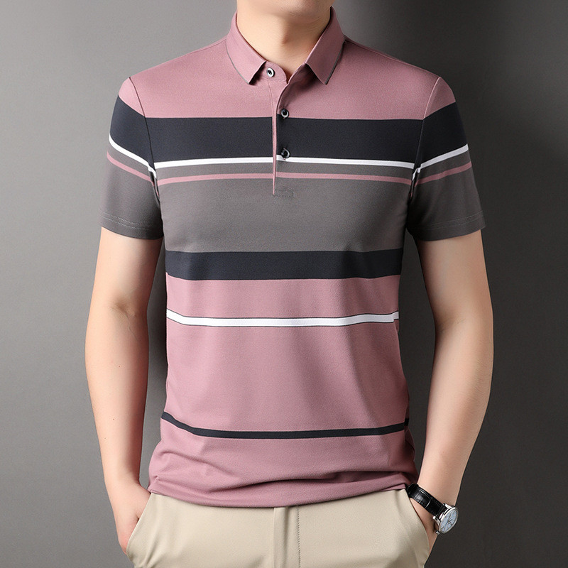 Thumbnail: 2023 Striped Short Sleeve Polo Shirt for Men