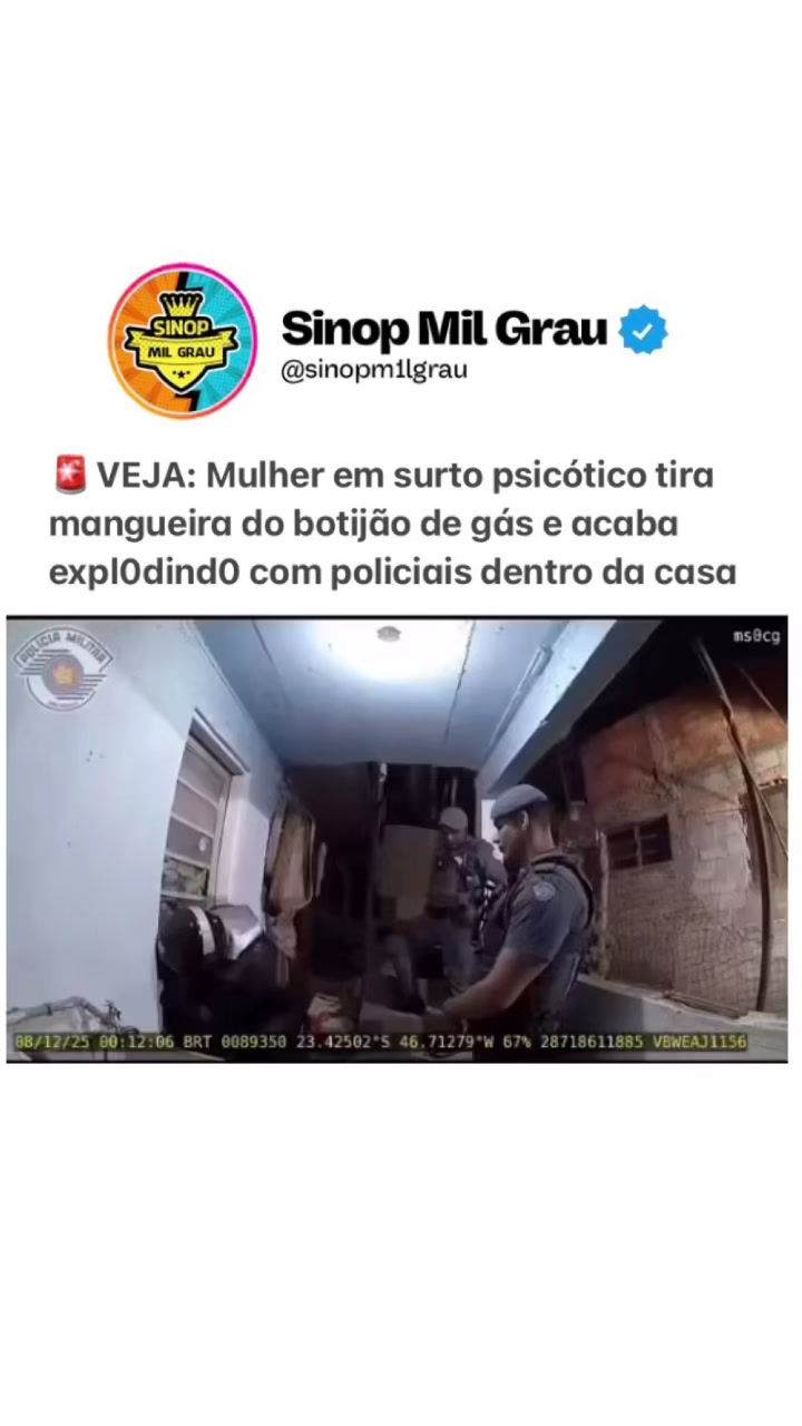 Momento de tensão: mulher em surto psicótico tira a mangueira do botijão e causa explosão com policiais dentro da residência.