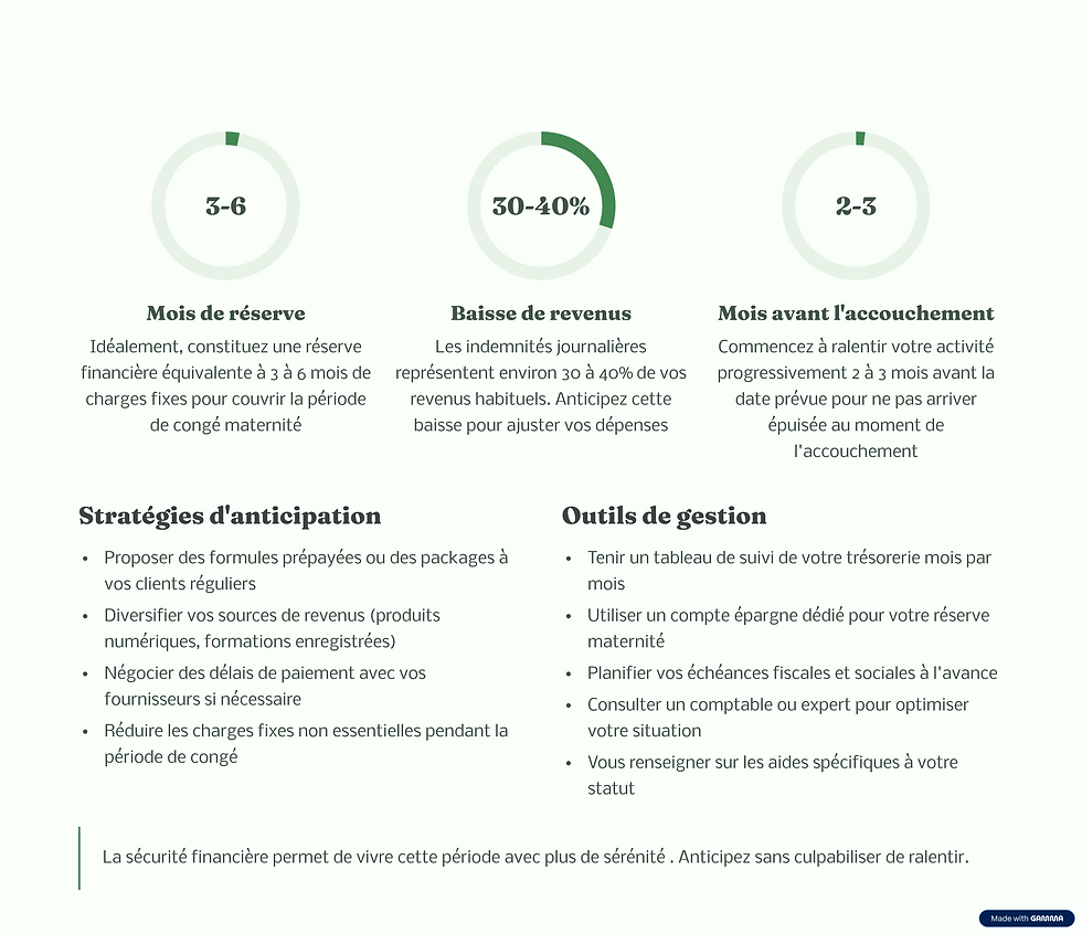 Illustration sur l’anticipation financière et la sécurisation des revenus pendant la grossesse.