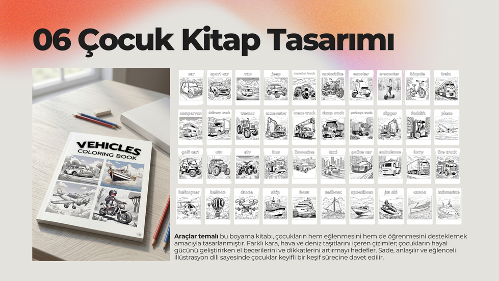 Araçlar Temalı Boyama Kitap Çalışması