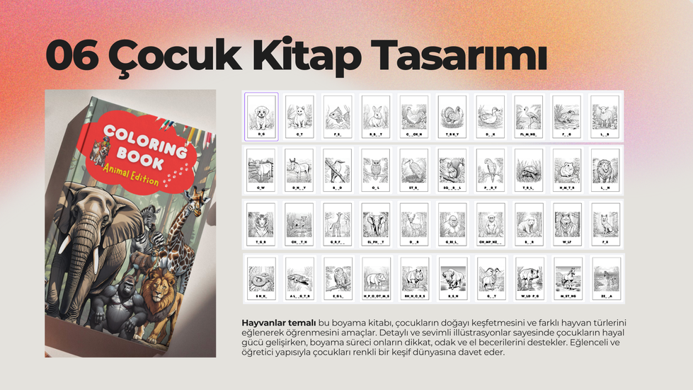Hayvanlar Temalı Boyama Kitap Çalışması