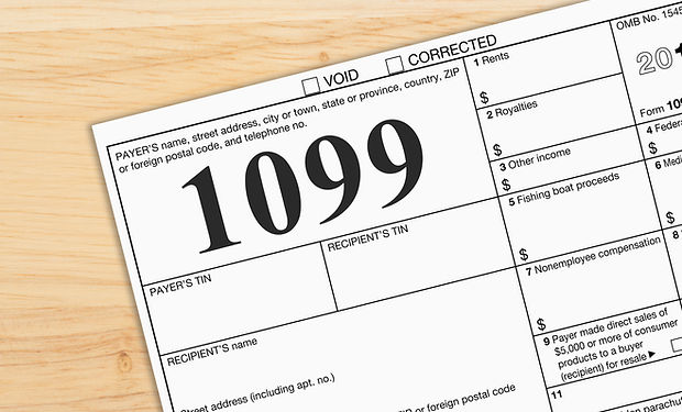 A US Federal tax 1099 income tax form on