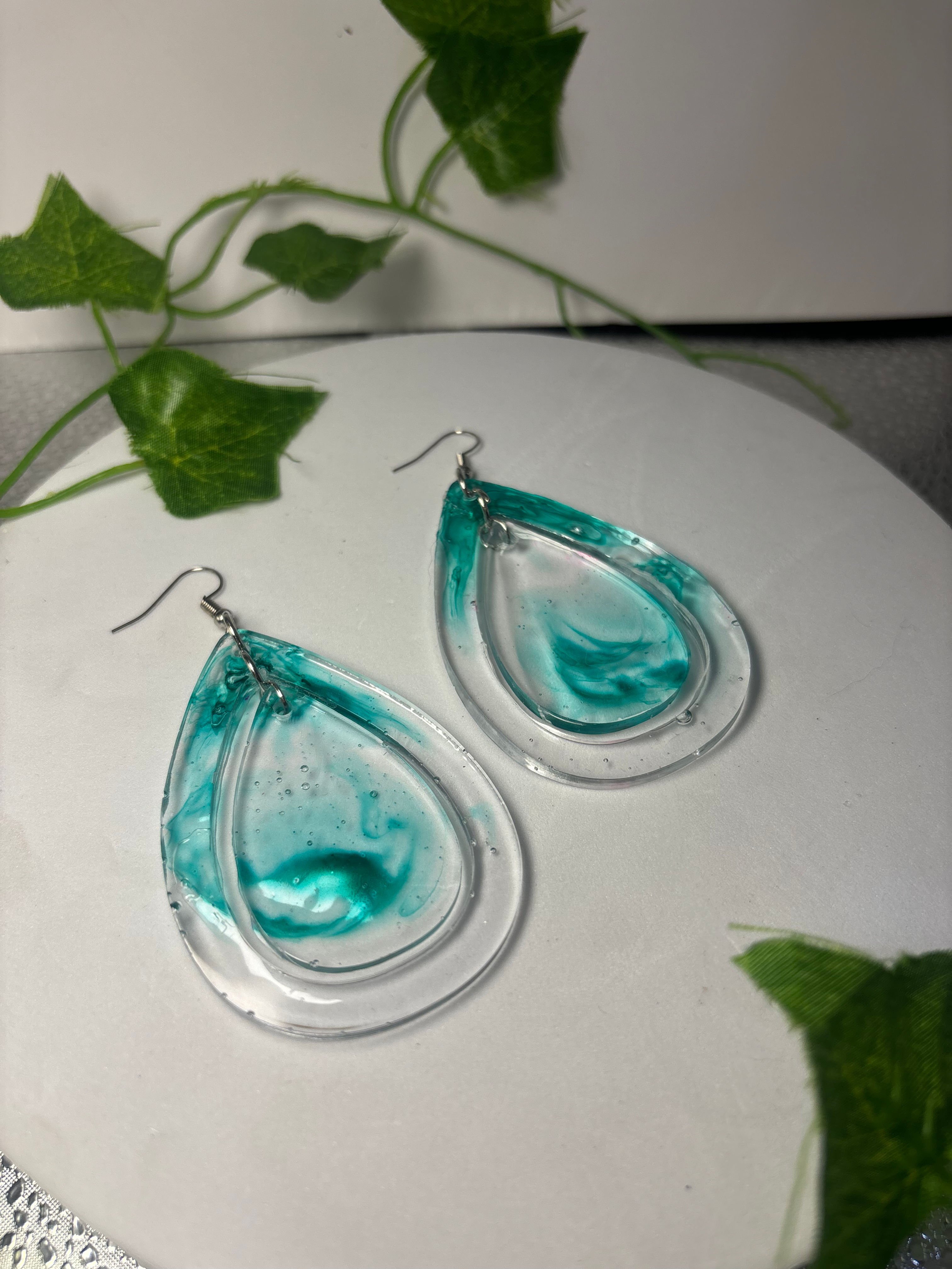 Teal Resin Earrings