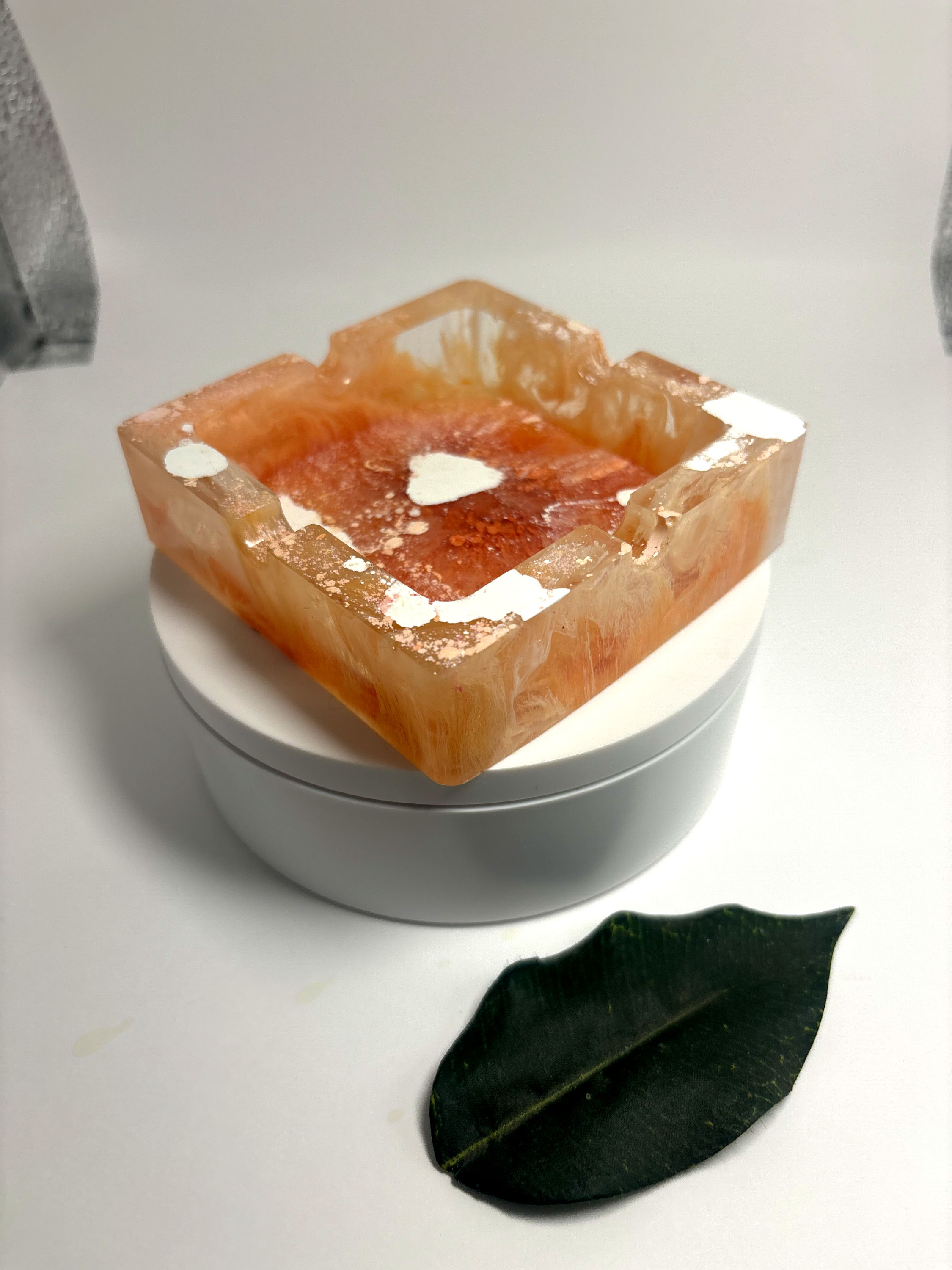 Orange + White Ashtray