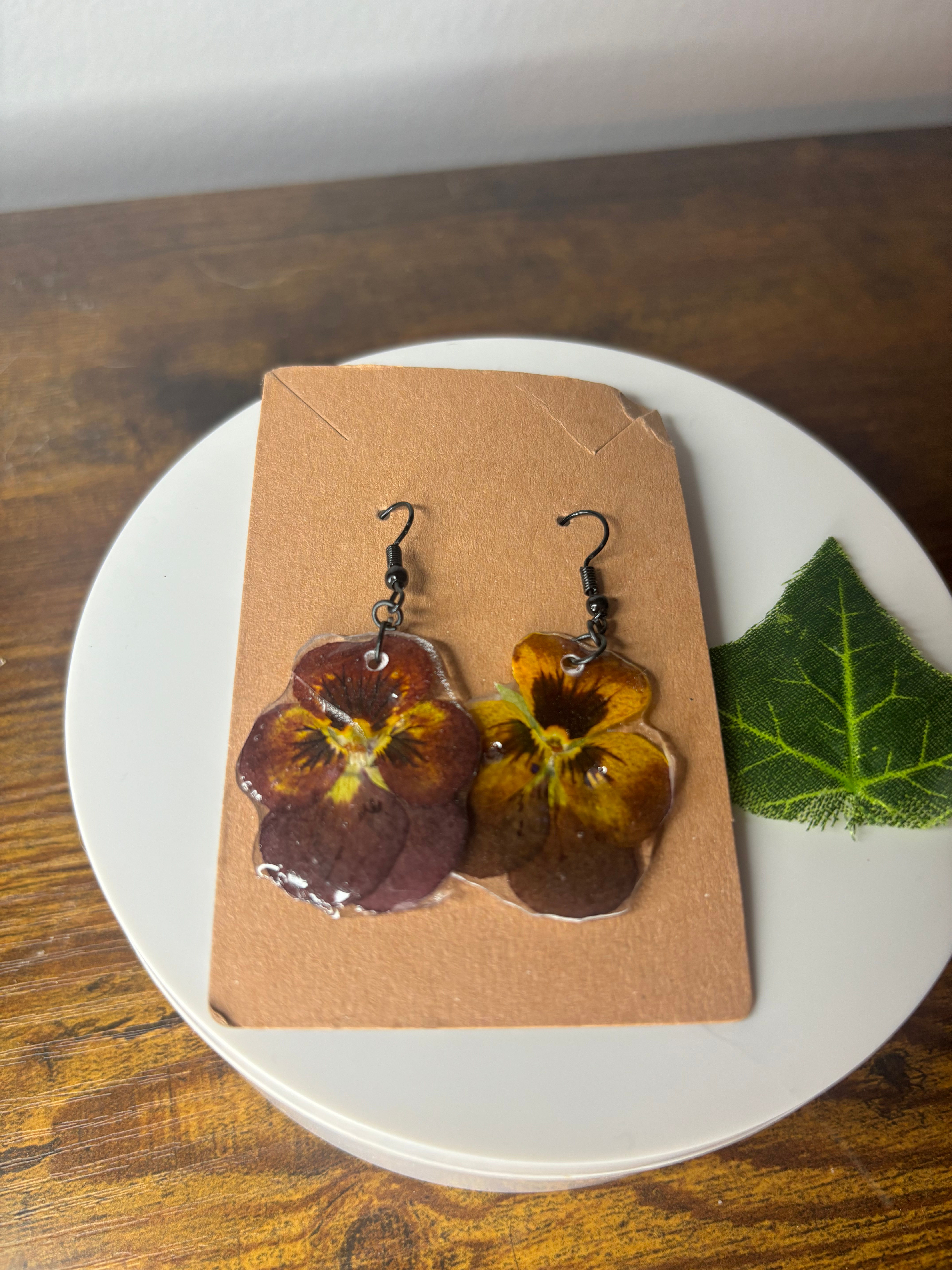 Purple & Yellow Flower Earrings
